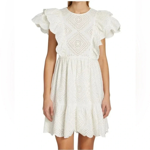 SEA Vienne Open Back Cutout Ruffle Sleeves Dress Size Medium NWT - Picture 4 of 11